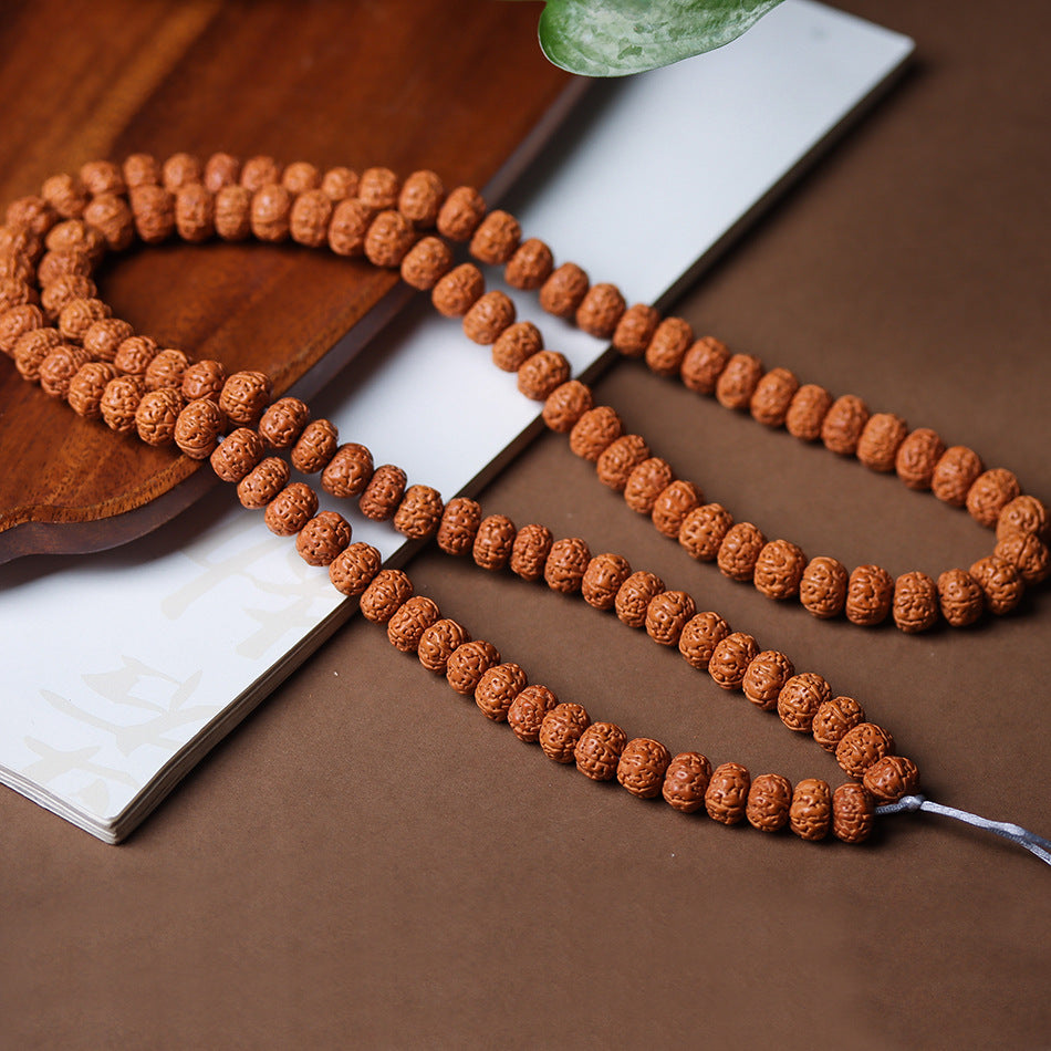 Original Bodhi Seed Mala Bracelet, 108 Beads, Deeply Cleaned, from an Old Bodhi Tree, Full Flesh Bodhi Seeds,  Beads Bracelet