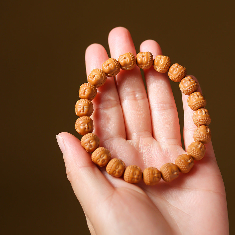 Finely carved monkey head baby Buddha hand string, made of Longyan wood, perfect condition, suitable for both men and women, a collectible item, walnut and bodhi bead prayer bracelet, a perfect gift.