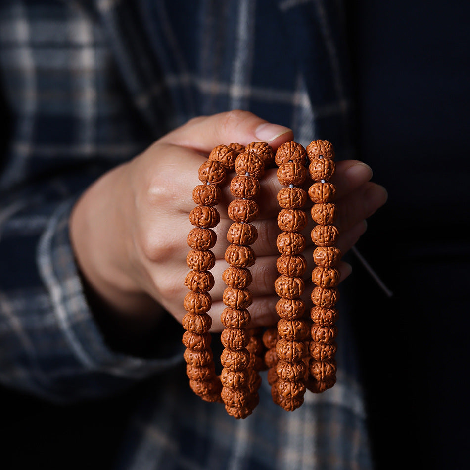 Original Bodhi Seed Mala Bracelet, 108 Beads, Deeply Cleaned, from an Old Bodhi Tree, Full Flesh Bodhi Seeds,  Beads Bracelet