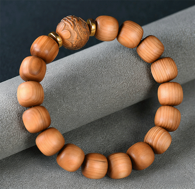 Pixiu Carved Thuja Prayer Beads | High Oil Old Type | Infused Oriental Mystic Power