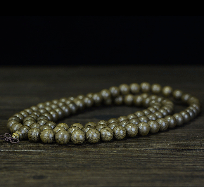 Sichuan Golden Phoebe Bracelet, Ebony 108-bead Dark Wood Buddhist Bead Bracelet, Unisex Couple Style Wooden Curio Jewelry